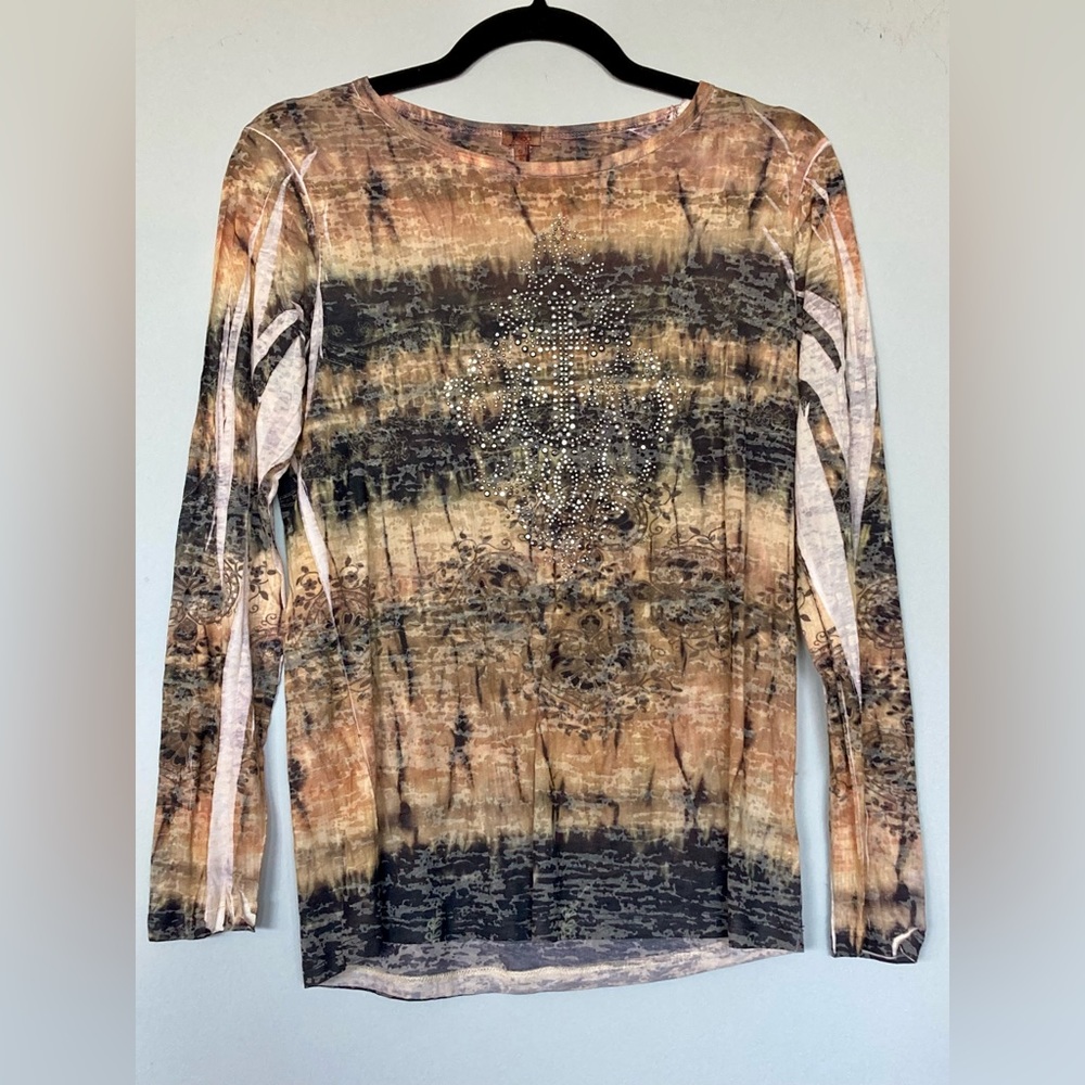 Reba Embellished Sheer Tunic Style Top - S
